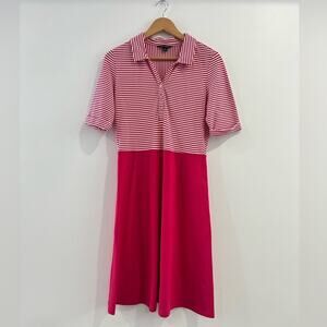 Lands' End Pink Striped Polo Dress